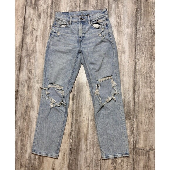 American Eagle Outfitters Denim - American Eagle Womens Super High Rise Ankle Straight Jeans Size 2 Distressed